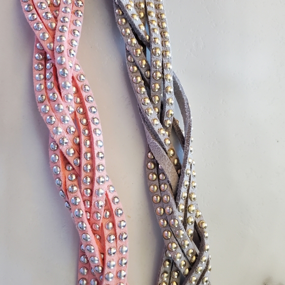 2 Multi Strand Wrap Bracelet's Pink & Gray - Picture 8 of 13